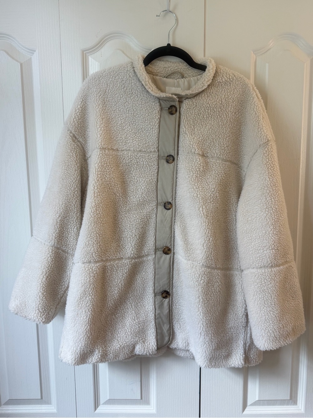 Cozy Cream Sherpa Button-Front Jacket